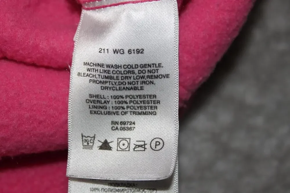 Columbia Jacket Unisex Kids 14-16 Pink Quilted Fleece Full Zip Pockets